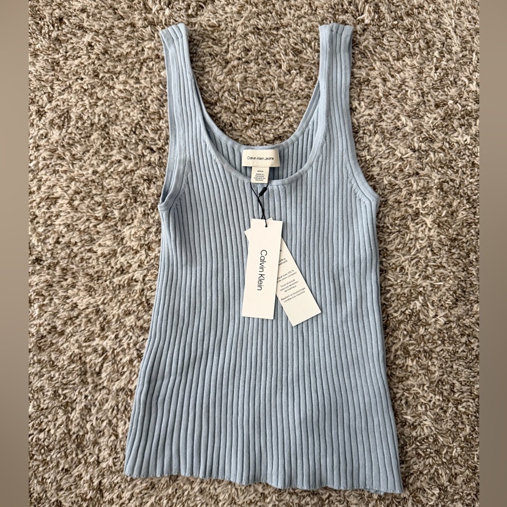 Calvin Klein Light Blue Ribbed Tank Top